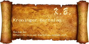 Kroninger Bertalan névjegykártya